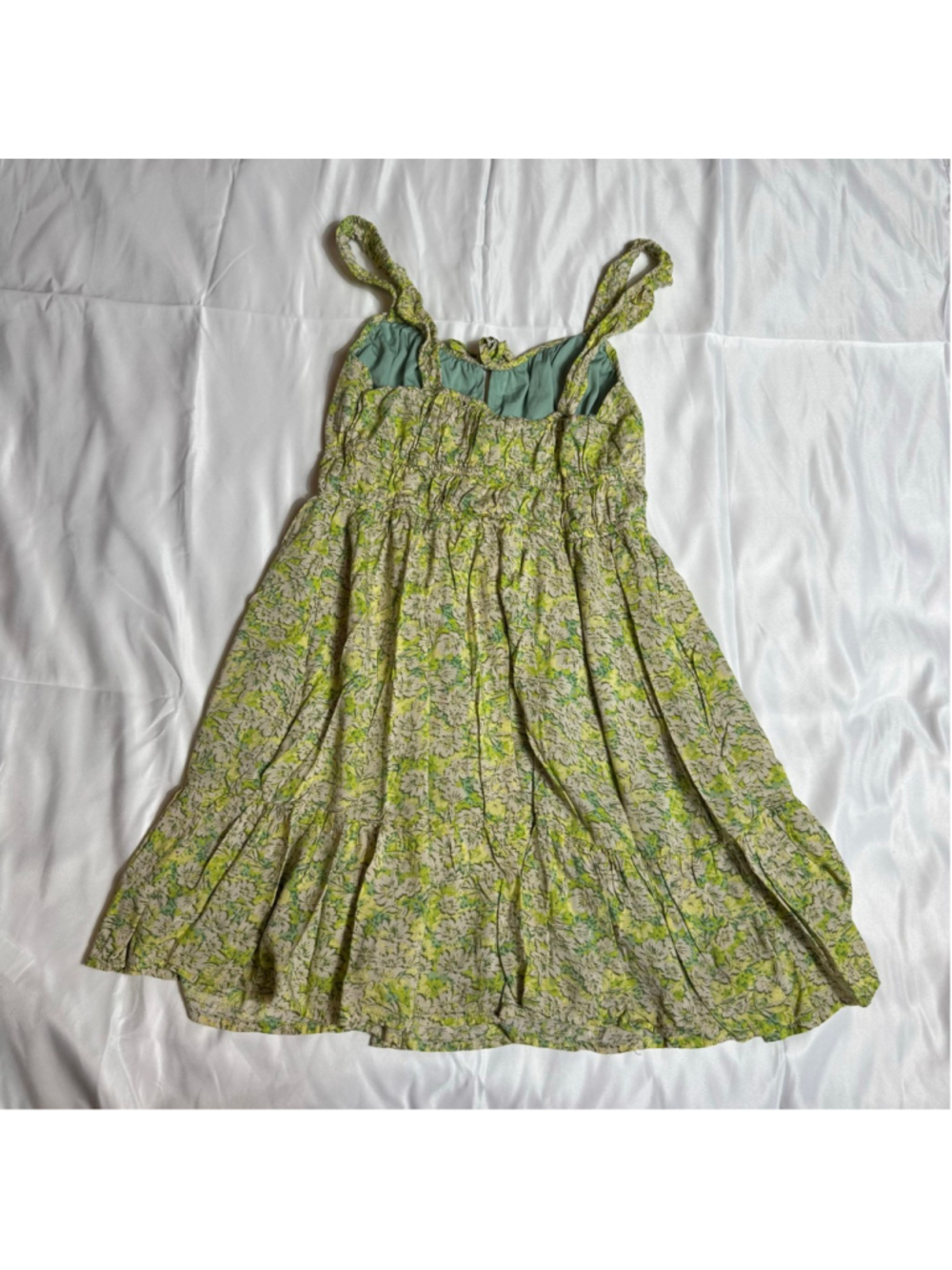 Women's American Eagle Green Yellow Floral Mini Dress XS - Picture 6 of 8